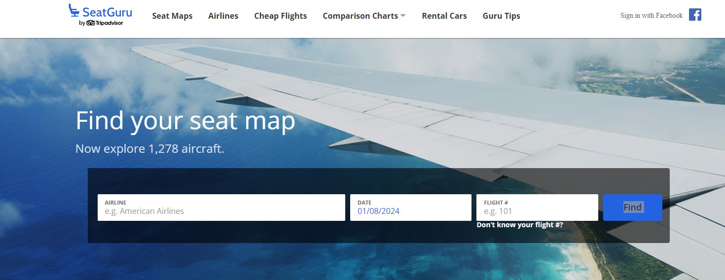 Recherchez votre plan de siège d'avion sur SeatGuru