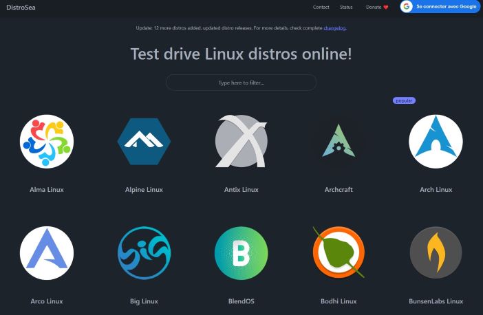  DistroSea: Testez les distributions Linux en ligne