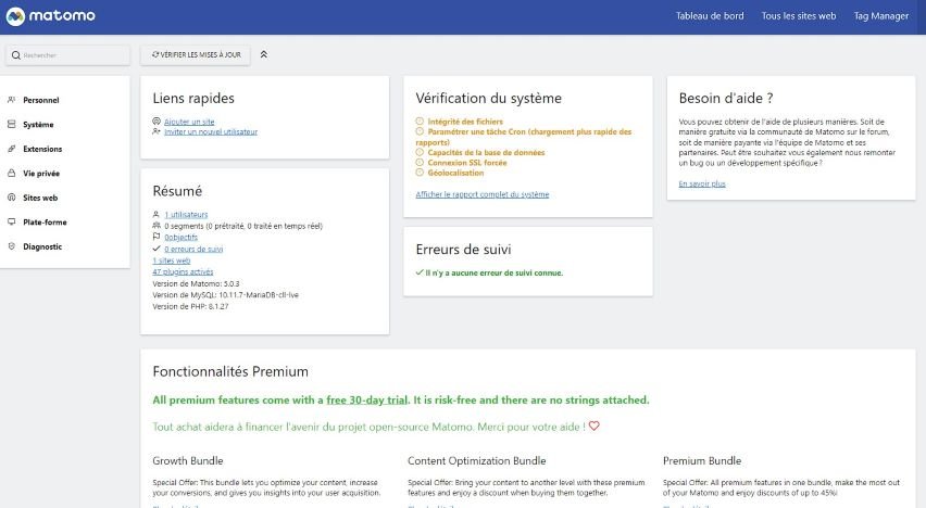 Visuel web analytic Matomo 2024