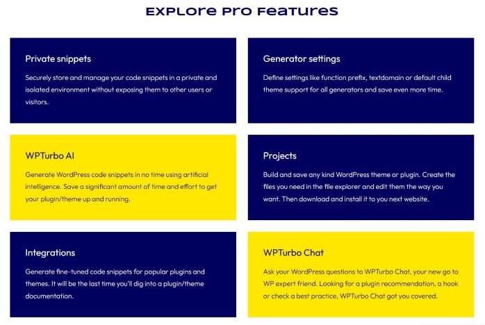 WPTurbo génére des snippets WordPress rapidement grâce à l'IA 2 Visuel de WP Turbo