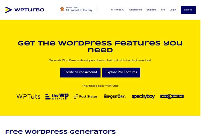  WPTurbo : Générer des snippets WordPress rapidement grâce à l’IA