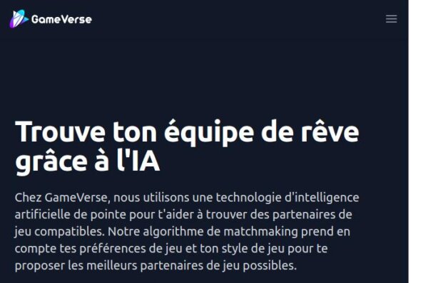 gameverse utilise l'ia pour trouver des partenaires de jeu compatibles