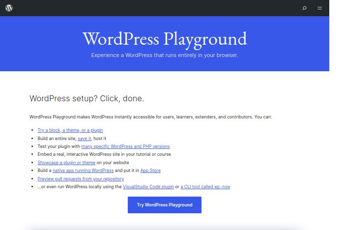 Wordpress Playground : tester Wordpress sans risque