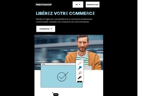 capture de l'interface de prestashop pour la création d'un site e-commerce