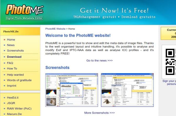 capture d'écran du site photome, outil d'édition de métadonnées.
