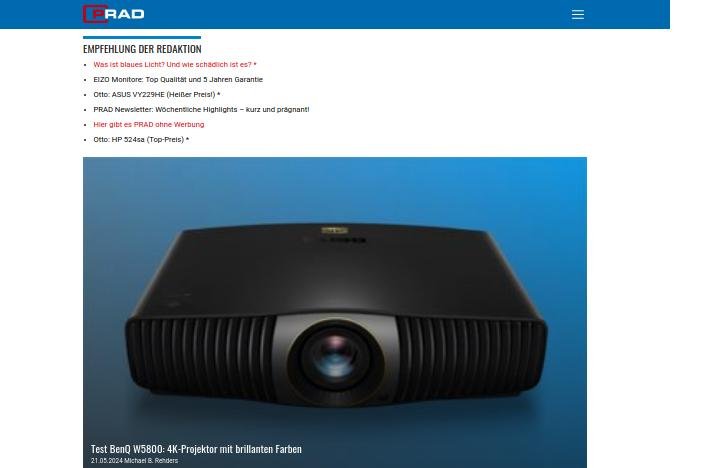  Prad.de : tests de moniteurs, tv ou projecteurs