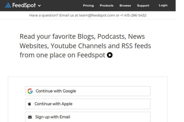 page d'accueil de feedspot