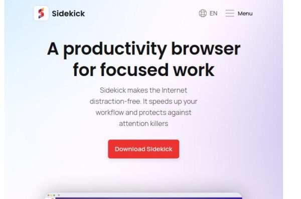 sidekick navigateur productivité pour un travail ciblé