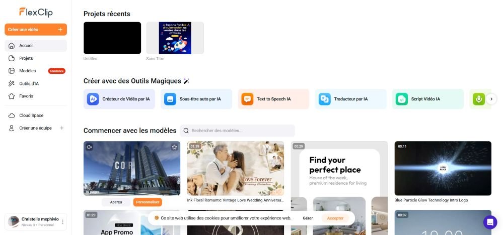 Créez des vidéos professionnelles facilement avec FlexClip 2 Visuel FlexClip 2025