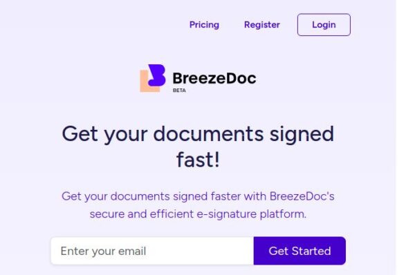 page d'accueil de breezedoc