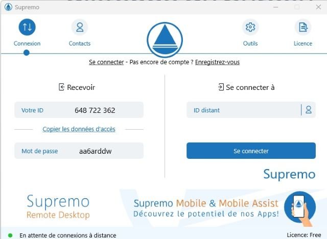 Supremo : L'extraordinaire logiciel de contrôle à distance 2 Supremo l'interface utilisateur