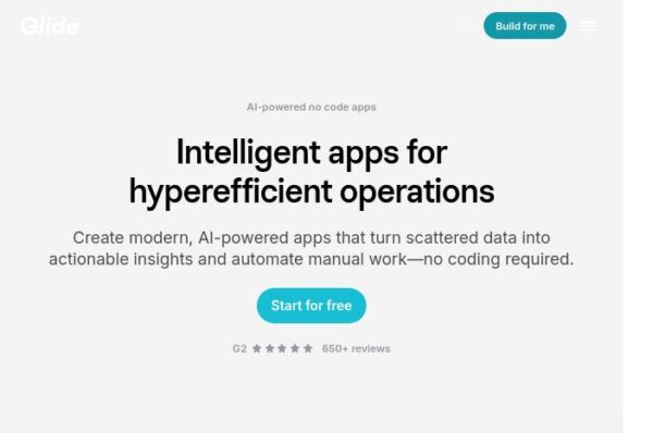 capture d'écran de la page d'accueil de glide