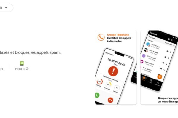capture d'écran de l'application orange téléphone