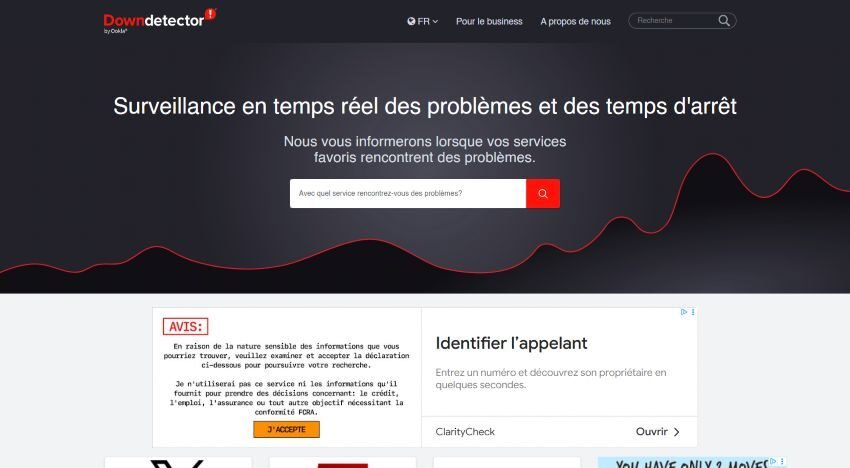 Downdetecor surveille pannes du web