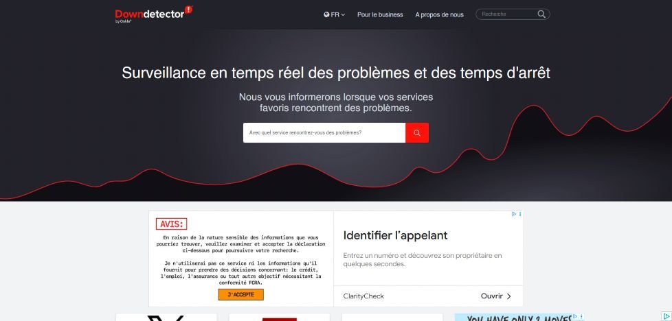 Downdetector surveille les pannes de sites ou services web