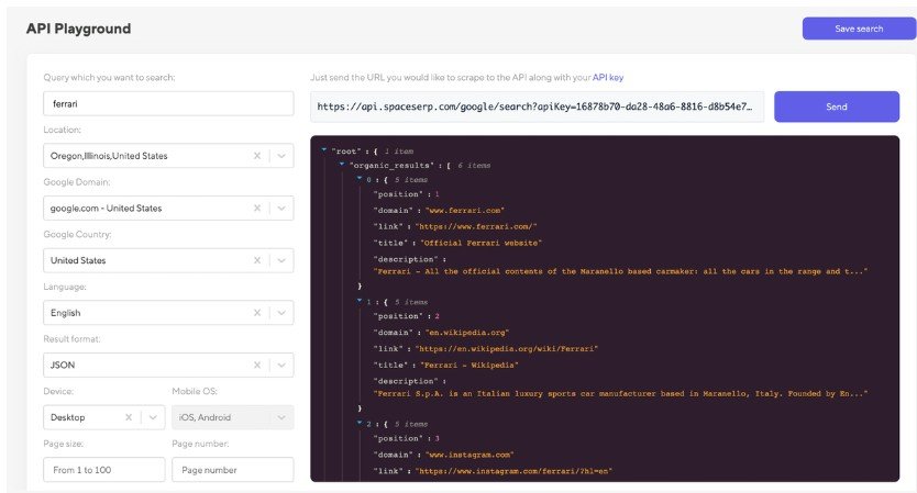 SpaceSerp : l’API SERP très puissante pour vos analyses SEO 2 SpaceSERP API
