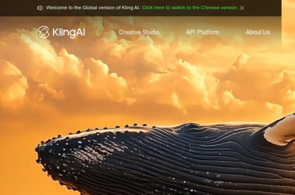 capture du site kling ai. un studio créatif et une plate-forme api pour les solutions d'intelligence artificielle.