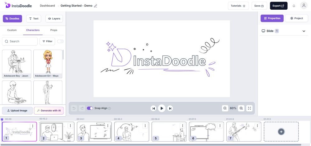 InstaDoodle dynamise vos vidéos whiteboard avec l’IA 2 interface utilisateur InstaDoodle 2025