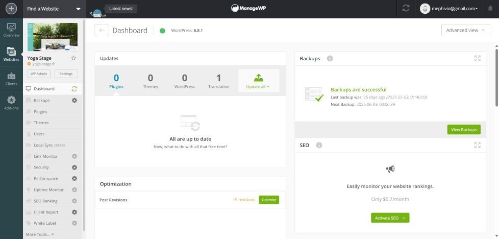 ManageWP : pilotez vos sites WordPress sans effort 2 Visuel plateforme ManageWP