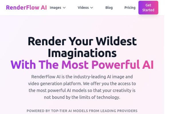 page d'accueil de renderflow ai