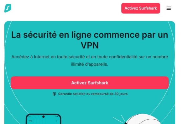 bannière publicitaire surfshark