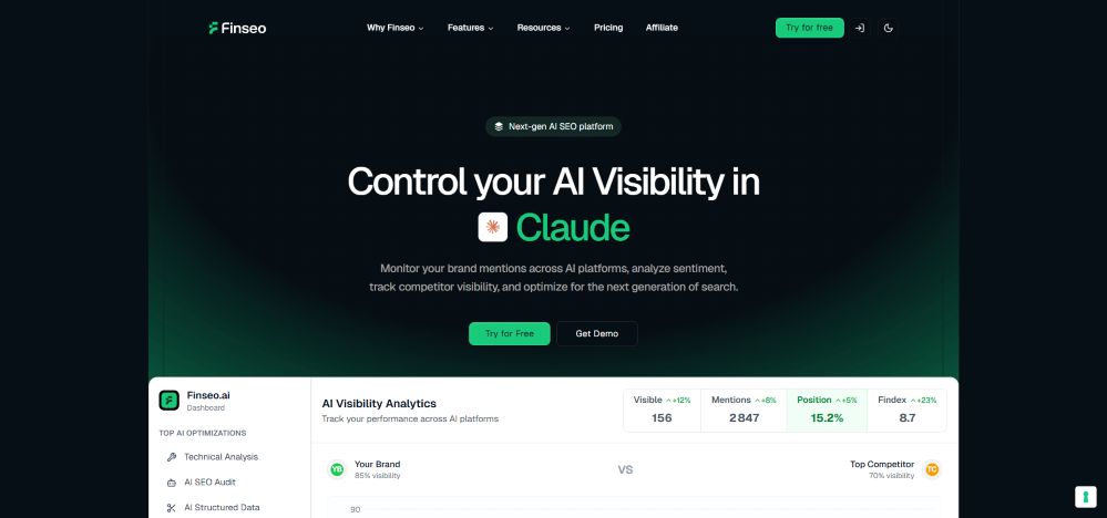 Finseo.ai : maîtrisez votre visibilité SEO sur Google et IA