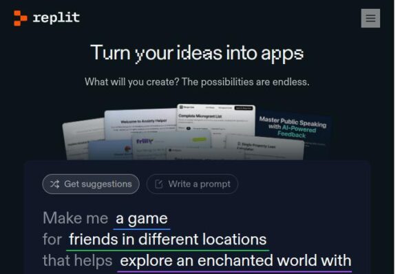 capture de replit, plateforme pour créer des applications