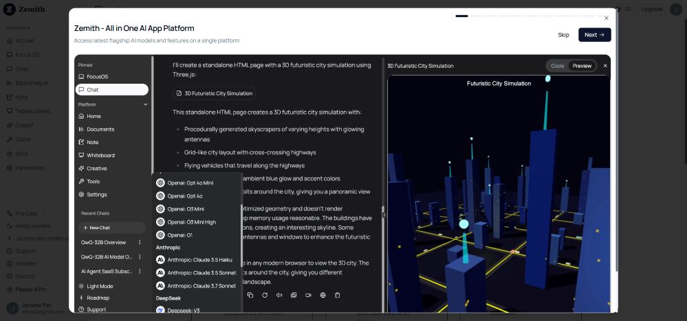 Zemith.com : La Plateforme Ia Incontournable Et Rapide 2 interface de zemith