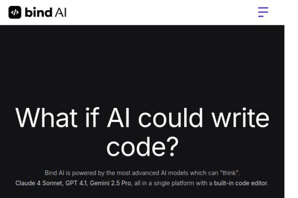 capture d'écran du site web de bind ai
