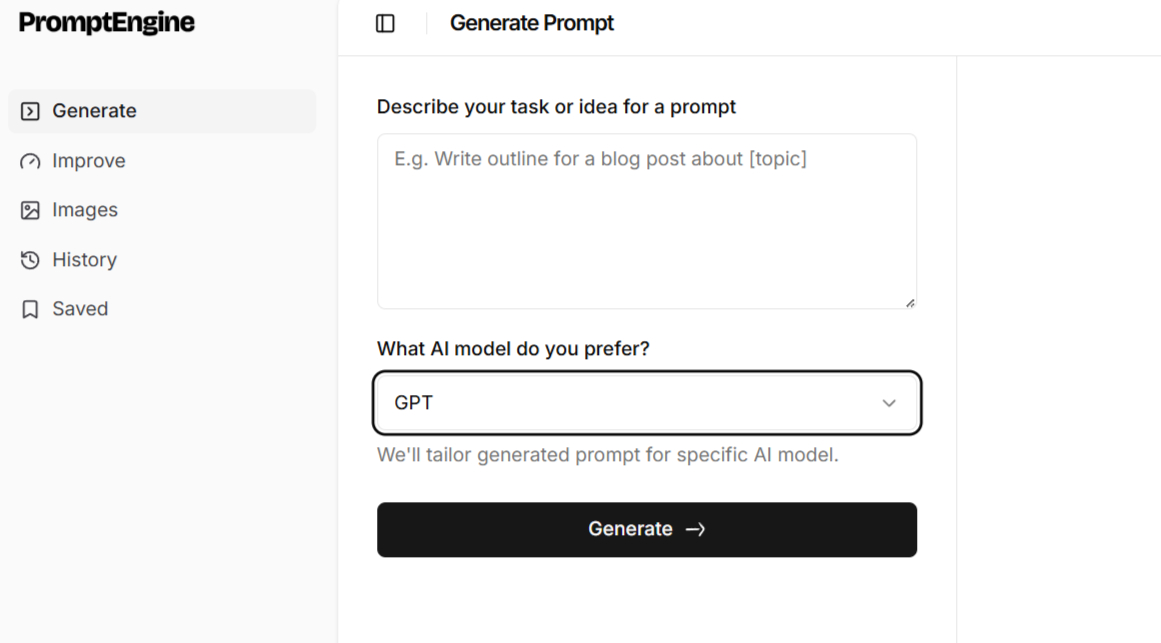 visuel de prompt engine