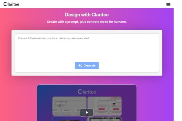 capture d'écran de claritee, outil de création web