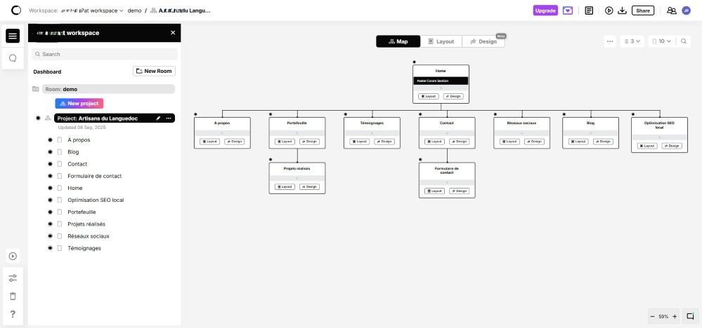 visuel de l'interface utilisateur de claritee.io