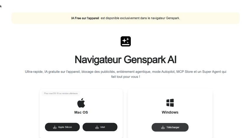 le navigateur gratuit genspark ai