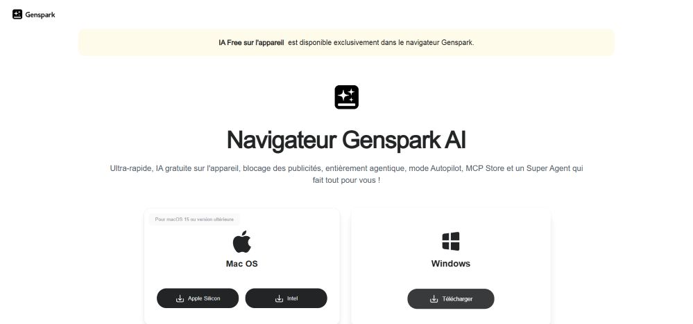 le navigateur gratuit genspark ai