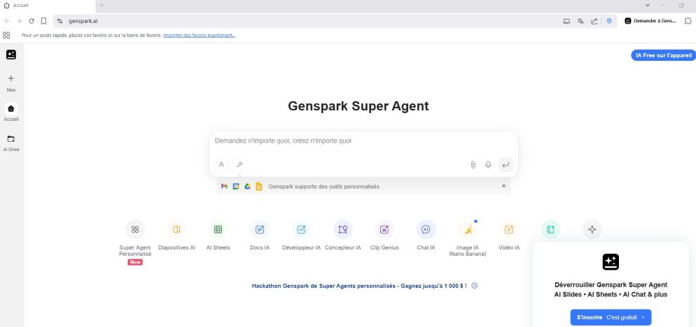 l'interface utilisateur de genspark ai browser en 2025