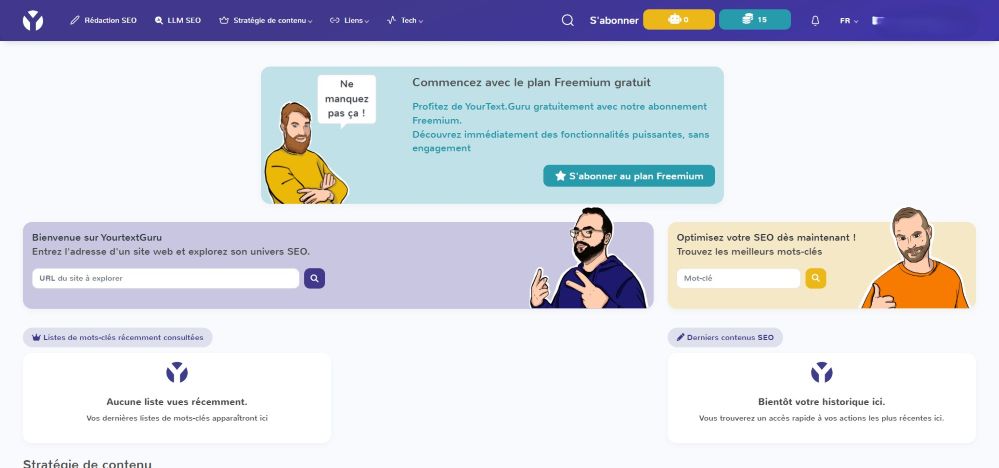 Yourtext.guru : Un Assistant Seo Puissant Et Inégalé En 2025 2 l'interface utilisateur de yourtext.guru