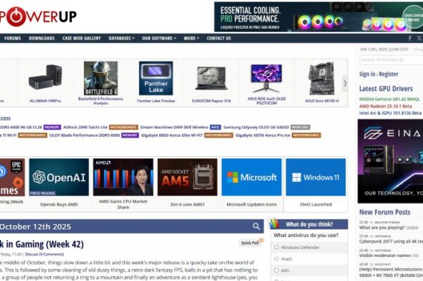 capture d'écran du site techpowerup