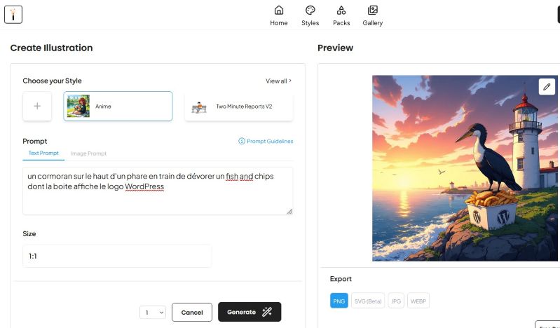 illustrations ai propose une interface simple et épurée