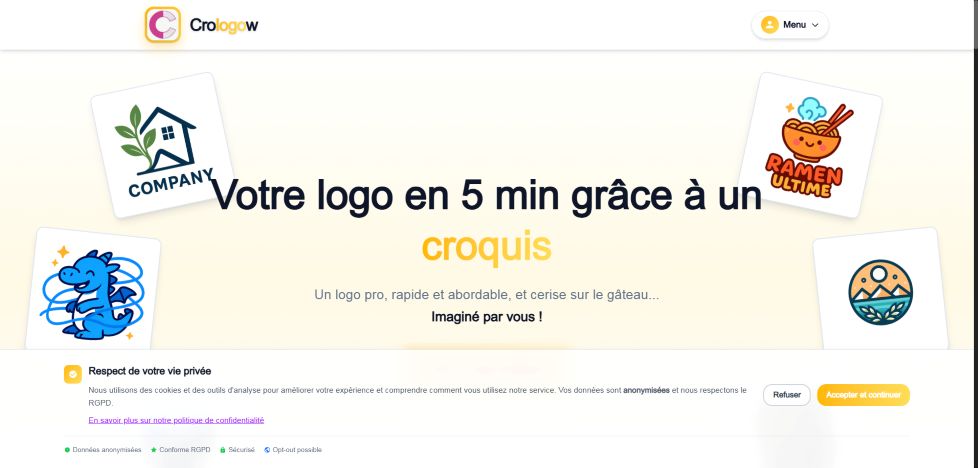Capture d'écran de la page d'accueil de Croblogow