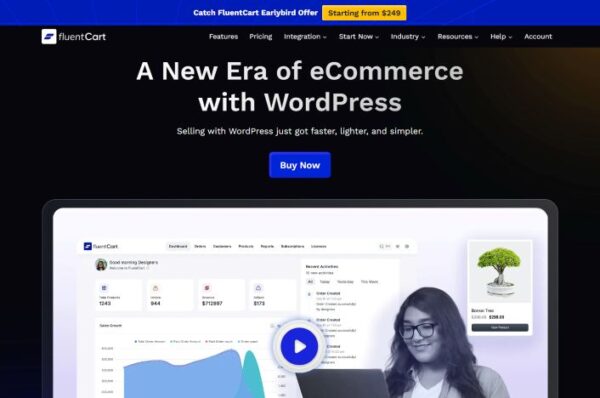 capture d'écran de la page d'accueil de fluentcart