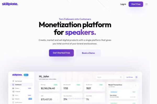 capture d'écran de la plateforme skillplate
