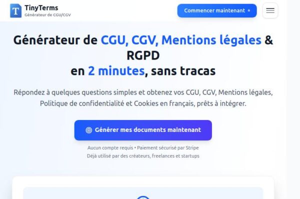 tinyterms outil de génération de documents légaux