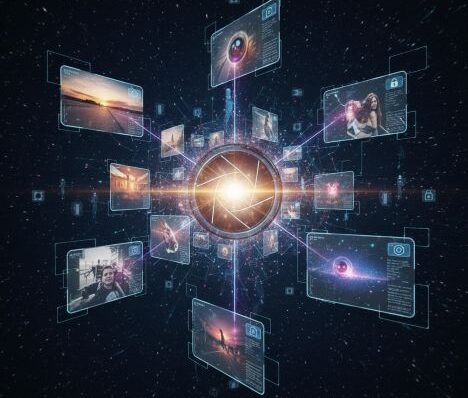 un réseau de visualisation de données avec des images et des informations