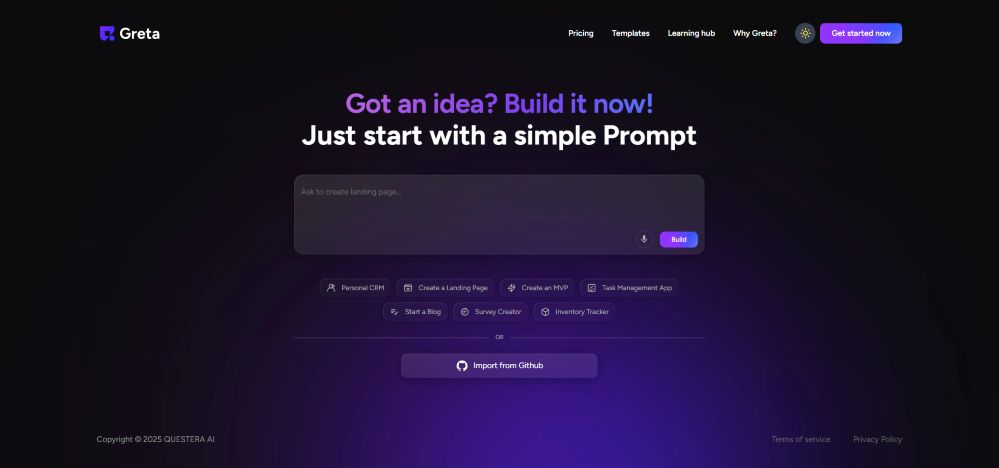 capture d'écran de la page d'accueil de greta