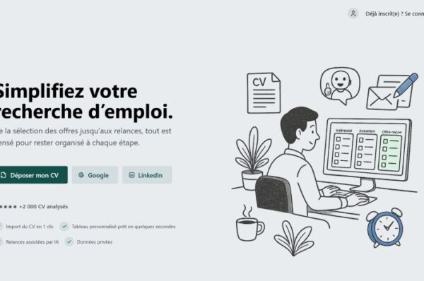 un homme utilise un ordinateur pour sa recherche d'emploi avec un cv et un tableau de bord.