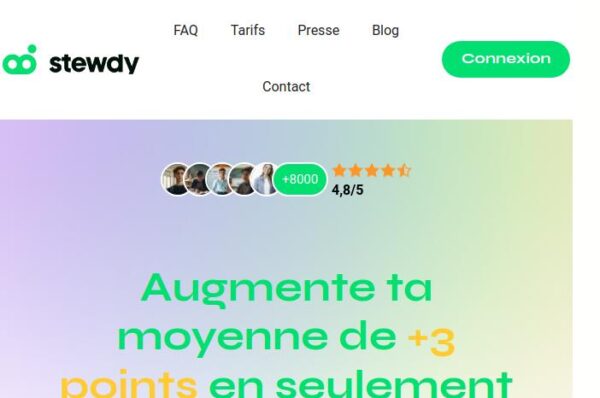 capture de stewdy, plateforme pour augmenter sa moyenne