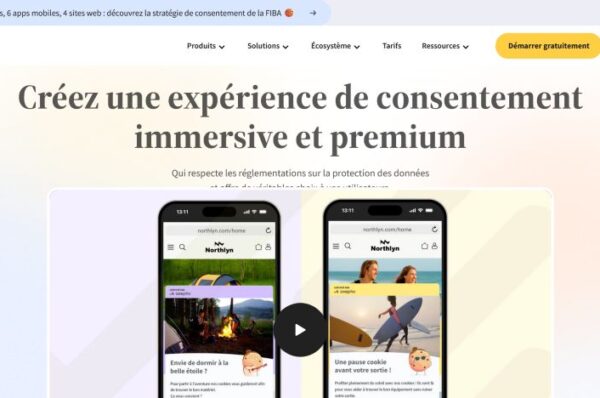 deux smartphones affichant des exemples d'expérience utilisateur pour le consentement aux cookies