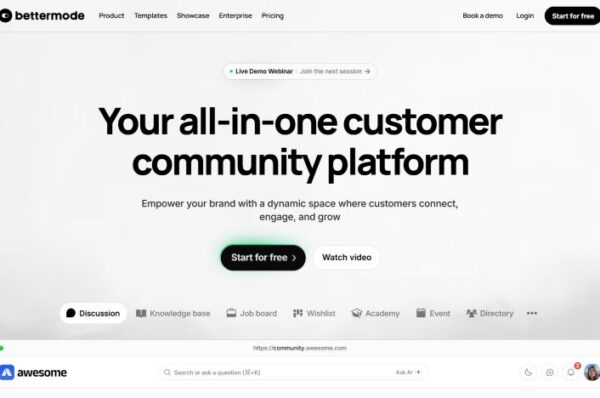capture d'écran de la plateforme communautaire bettermode