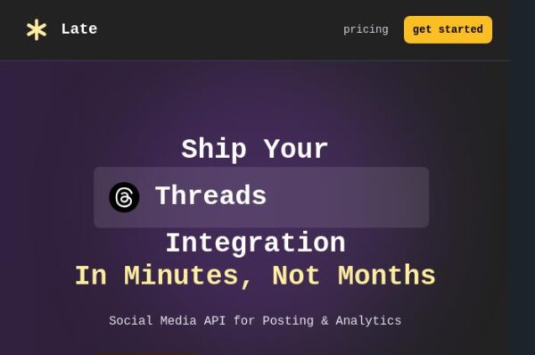 capture d'écran de la page d'intégration threads
