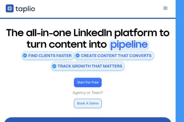 capture d'écran de la page d'accueil de taplio